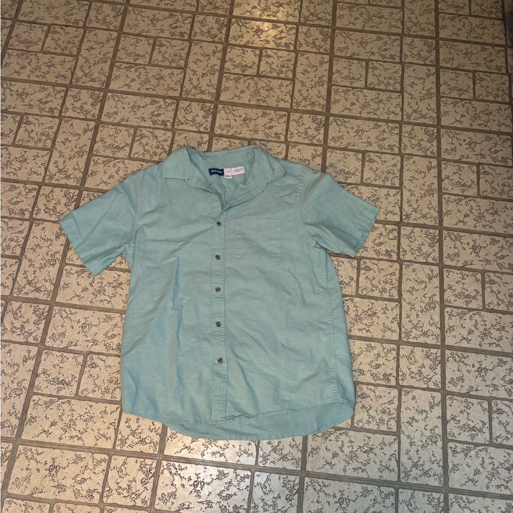 Old Navy Light Teal Short-Sleeve Button-Up Shirt